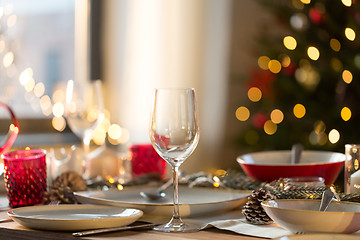 Image showing table setting for christmas dinner at home