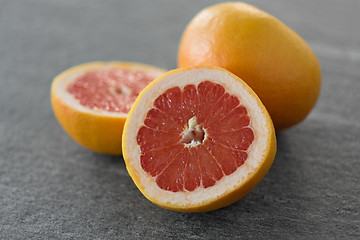 Image showing close up of fresh juicy grapefruits