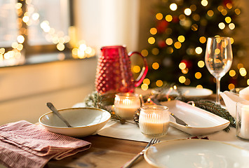 Image showing table served for christmas dinner at home