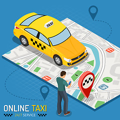 Image showing Online Taxi Isometric Concept