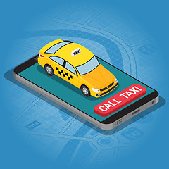 Image showing Online Taxi Isometric Concept