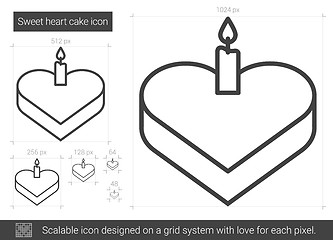 Image showing Sweet heart cake line icon.