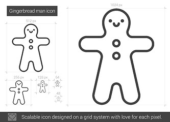 Image showing Gingerbread man line icon.