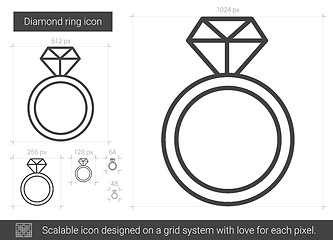 Image showing Diamond ring line icon.
