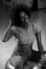 Image showing woman  relaxing after pilates workout