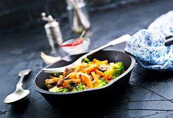 Image showing fried mushrooms with vegetables