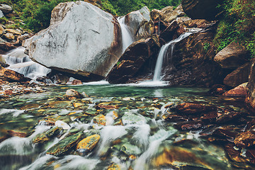 Image showing Bhagsu waterfall. Bhagsu, Himachal Pradesh, India