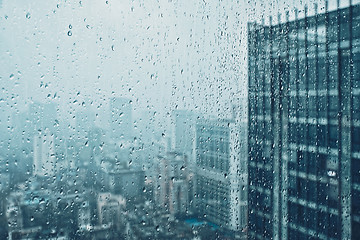 Image showing Rain drops on window