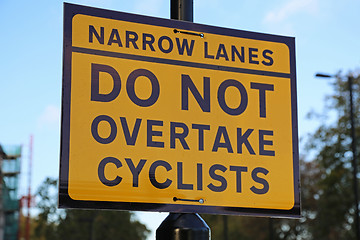 Image showing Do Not Overtake Cyclist