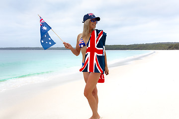 Image showing Aussie Aussie Aussie girl patriotic