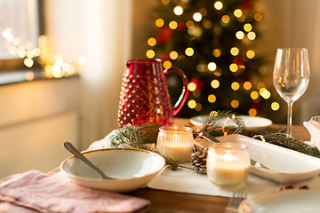 Image showing table served for christmas dinner at home