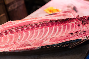 Image showing fresh tuna fish or seafood at street market