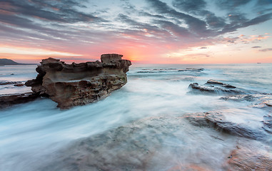 Image showing Floating rock ocean current morning sunrise