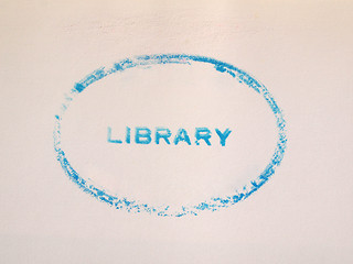 Image showing Library stamp on book