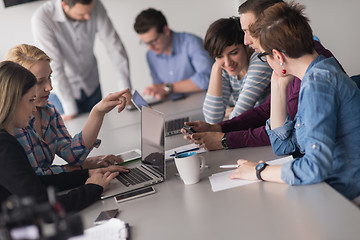 Image showing Group of young people meeting in startup office