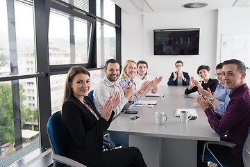 Image showing Group of young people meeting in startup office