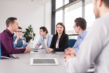 Image showing Business Team At A Meeting at modern office building