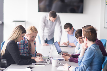 Image showing Group of young people meeting in startup office