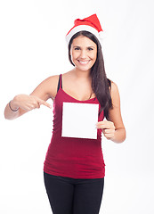 Image showing Christmas blank sign woman