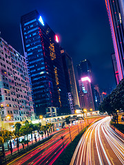 Image showing Street traffic in Hong Kong at night