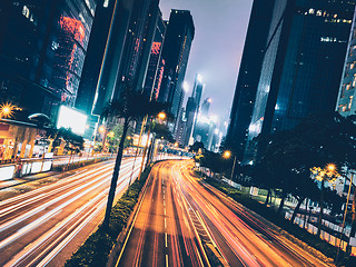 Image showing Street traffic in Hong Kong at night