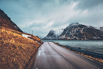 Image showing Road in Norway along the fjord