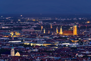 Image showing Night aerial view of Munich, Germany