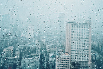 Image showing Rain drops on window