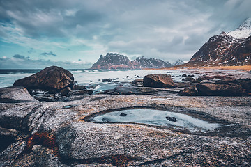 Image showing Beach of fjord in Norway