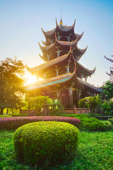 Image showing Wangjiang Pavilion in Wangjianglou park. Chengdu, Sichuan, China