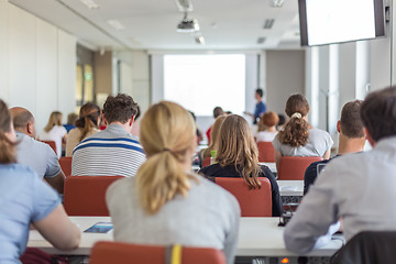 Image showing Academic presentation in lecture hall at university.