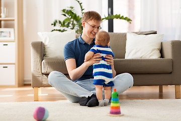 Image showing happy father with baby son at home