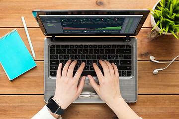 Image showing hands with cryptocurrency on laptop screen