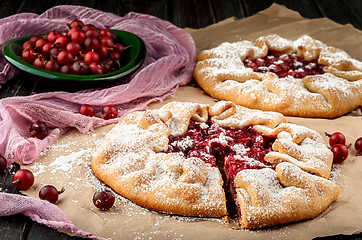 Image showing Two of gooseberry galette