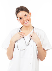 Image showing young smiling woman doctor or nurse