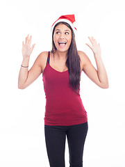 Image showing beautiful sexy woman in santa hat 