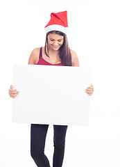 Image showing Christmas blank sign woman