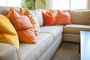 Image showing Abstract of Inviting Colorful Couch Sitting Area in House