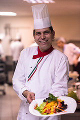 Image showing Chef showing a plate of tasty meal