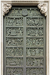 Image showing Bronze doors of Milan's cathedral Duomo di Milano