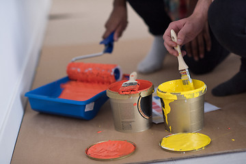Image showing painters prepare color for painting