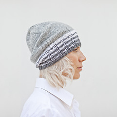 Image showing Beautiful young woman in warm grey beanie.