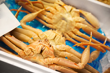 Image showing crabs or seafood on ice at fish market