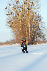 Image showing Boy lost in the forest