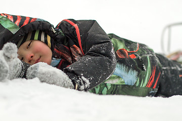 Image showing Boy with His Sled sleigh