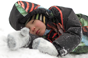 Image showing Boy with His Sled sleigh