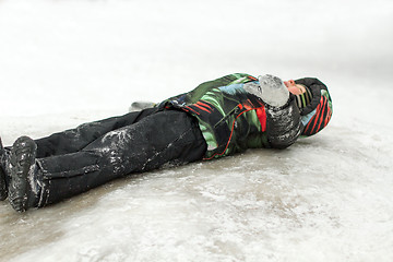 Image showing Boy with His Sled sleigh