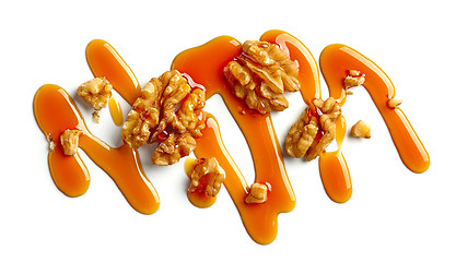 Image showing walnuts and caramel sauce