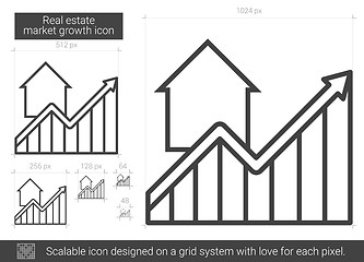 Image showing Real estate market growth line icon.