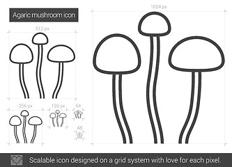 Image showing Agaric mushroom line icon.